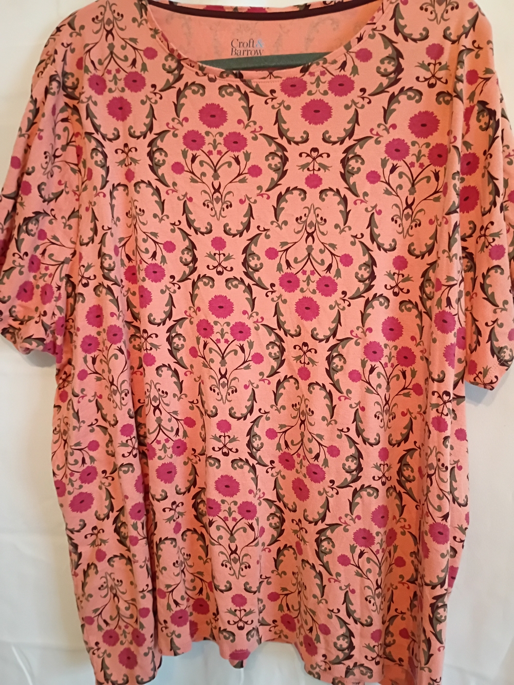 Croft & Barrow Pink Floral Short-Sleeve Shirt Size 3x